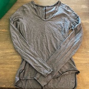 Long sleeve black and grey striped shirt